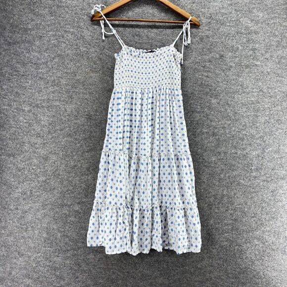 Unbranded Dress Women M Maternity White Geometric Shift Midi Sleeveless Casual - Picture 1 of 9